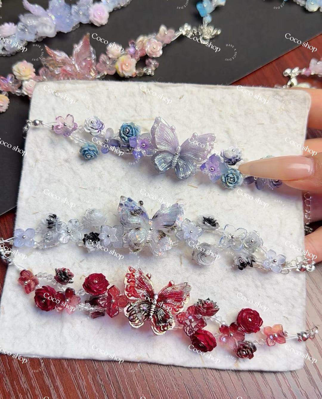 Big  Soft  Flower and  Butterfly Bag DIY for Bracelet ----open  in  live