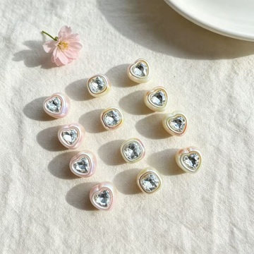 Aurora Pearl Rhinestone Spacer Beads‑Heart & Square Shaped