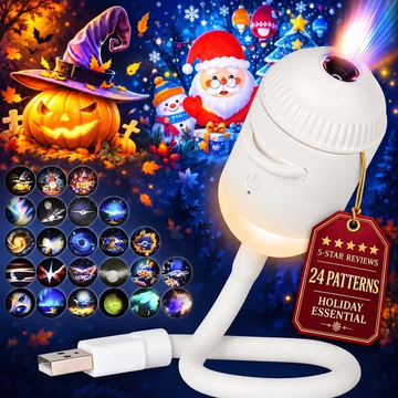 LuminaGlow™ 2-in-1 Portable USB Galaxy & Holiday Projector Night Light (24 Themes)