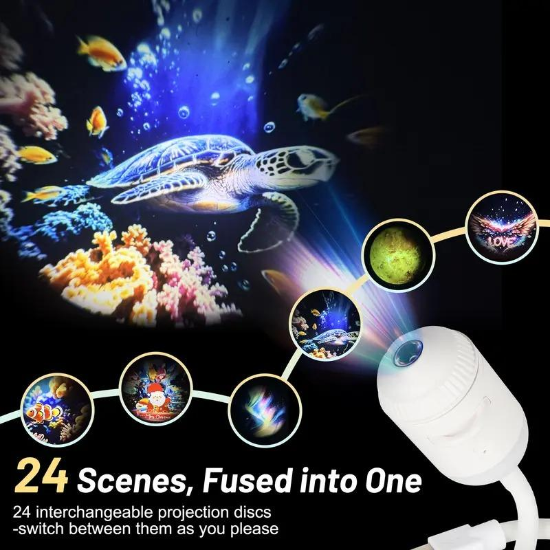 LuminaGlow™ 2-in-1 Portable USB Galaxy & Holiday Projector Night Light (24 Themes)